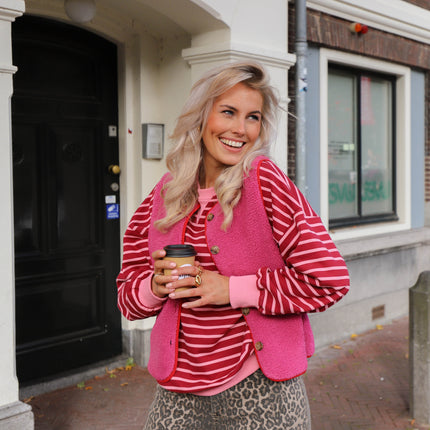 Long streep sweater roze