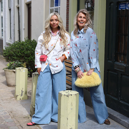 Blouse blauw lobster ster print