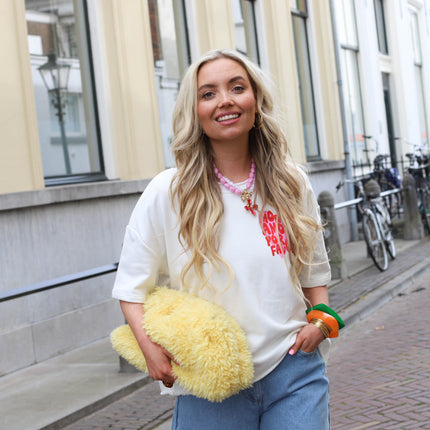 Amour sweater top korte mouw wit