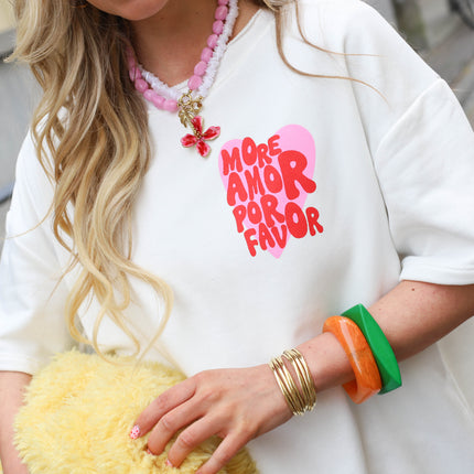 Amour sweater top korte mouw wit