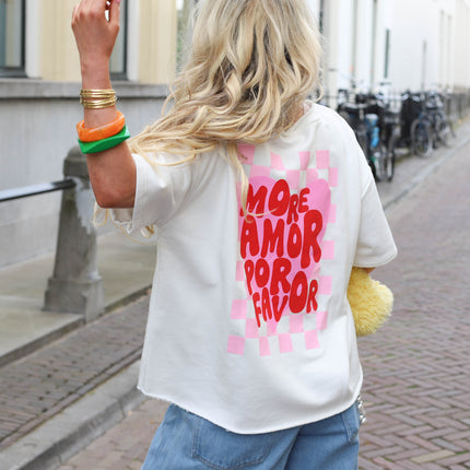 Amour sweater top korte mouw wit