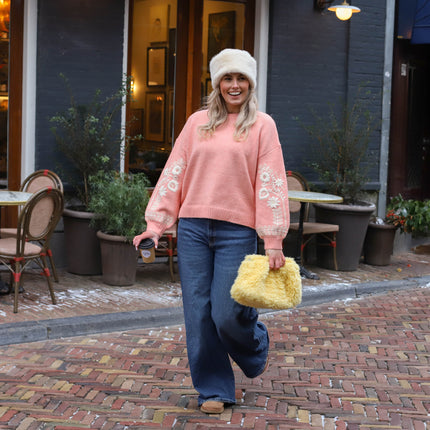 Sweater Yvette oranje wit