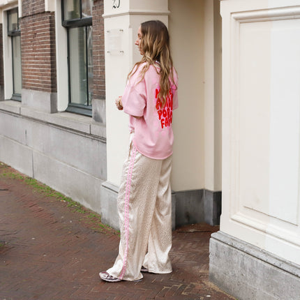 Leopard broek satijn ecru