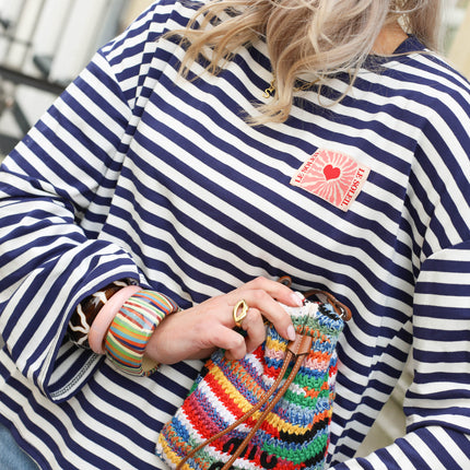 Soleil patch shirt wit navy