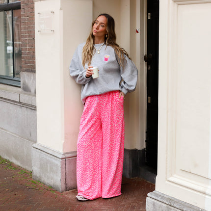 Broek jogging leopard roze