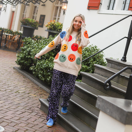Kam wide broek zwart paars
