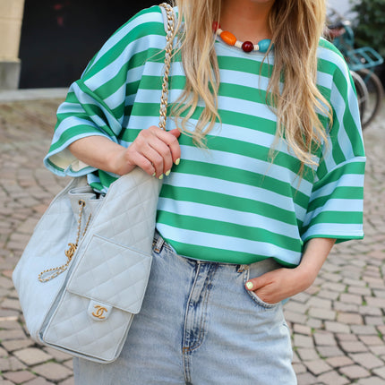 Kate streep tee blauw groen