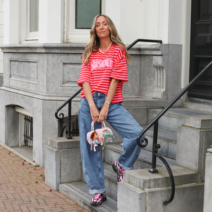Bisous streep top roze rood