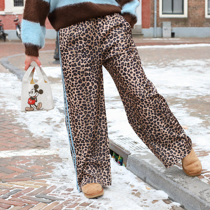 Leopard pantalon lichtblauwe bies