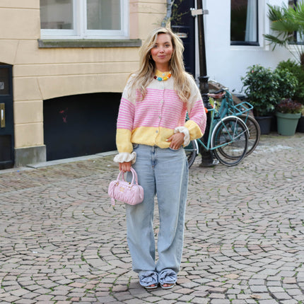 Vest Lexi Lou streep geel roze