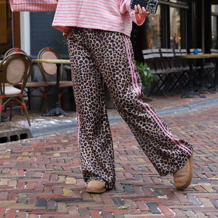 Leopard pantalon light roze bies