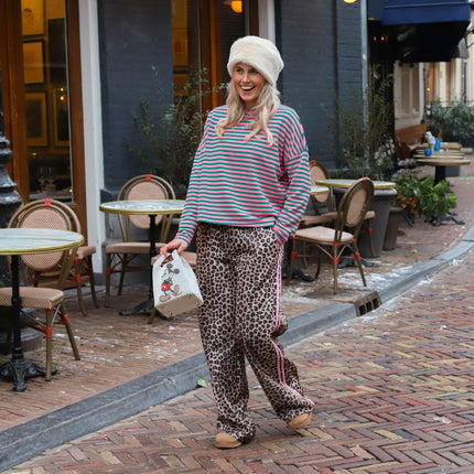 Leopard pantalon light roze bies