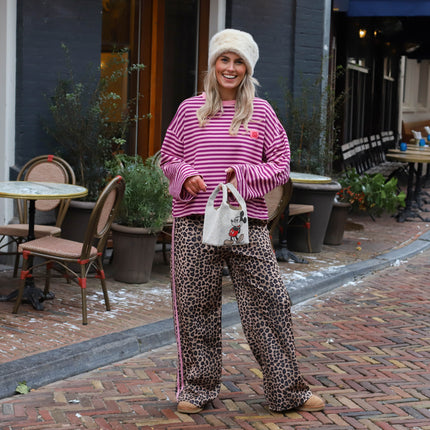 Leopard pantalon light roze bies