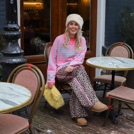 Leopard pantalon light roze bies