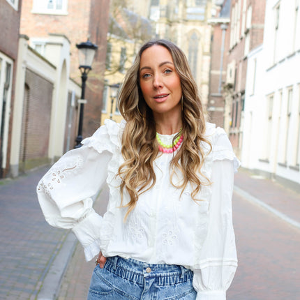 Broderie bloem blouse