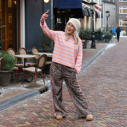 Leopard pantalon light roze bies