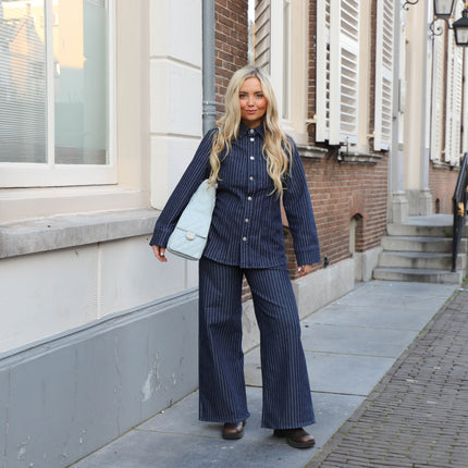Rose denim blouse dark blue