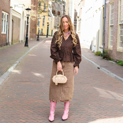 Denim rok bruin