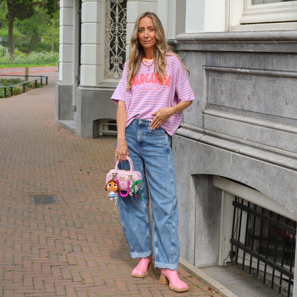 Margaritha tee streep roze lila