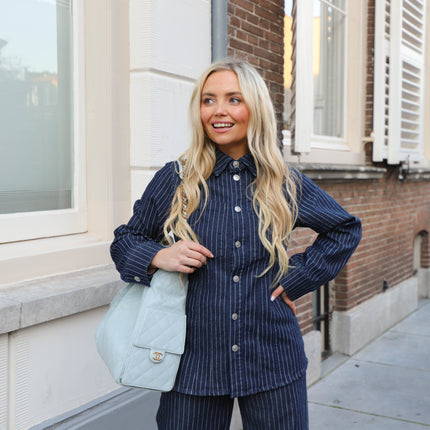 Rose denim blouse dark blue