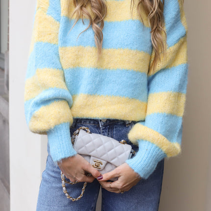 Trui streep Lucia blauw geel
