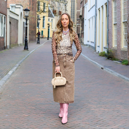 Denim rok bruin