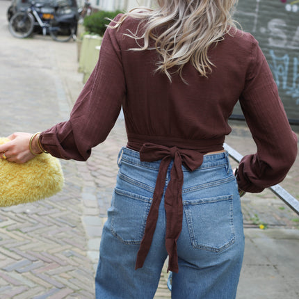 Agnes cropped blouse deep mahogany