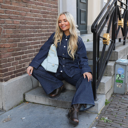 Rose denim blouse dark blue
