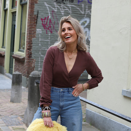 Agnes cropped blouse deep mahogany