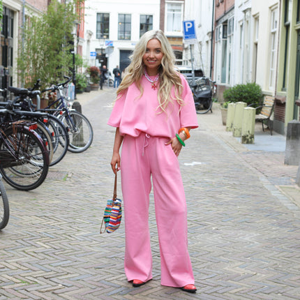 Jogging pak set roze korte mouw