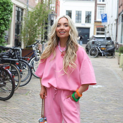 Jogging pak set roze korte mouw