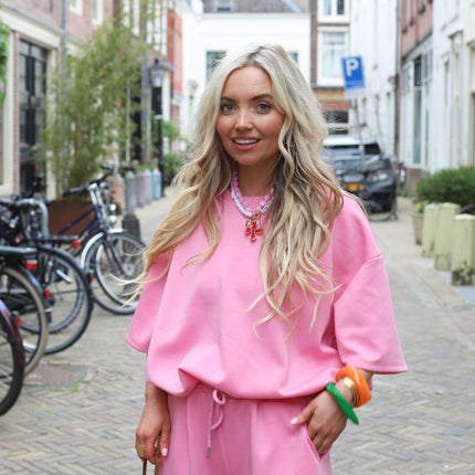 Jogging pak set roze korte mouw