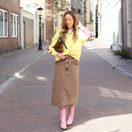 Denim rok bruin