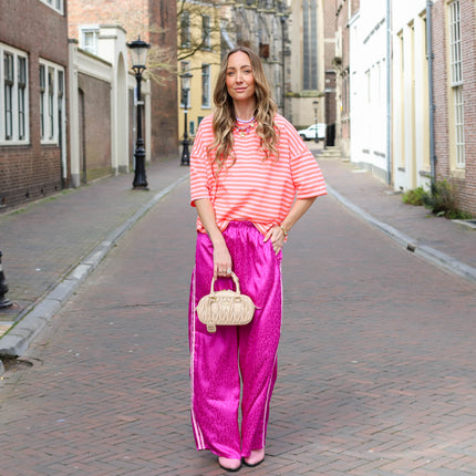 Maggy streep shirt lichtroze oranje