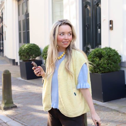 Rut ruffle trui blauw