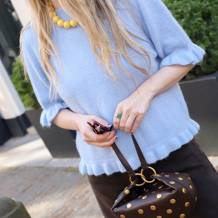 Rut ruffle trui blauw