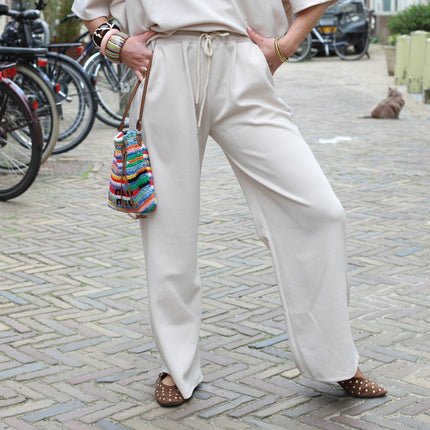 Jogging pak set beige korte mouw