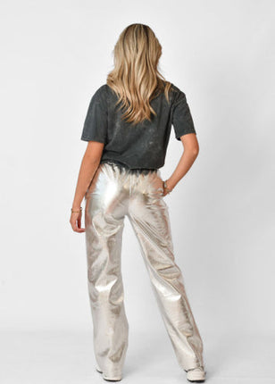 UNICORN Women's trousers glossy silver s m l