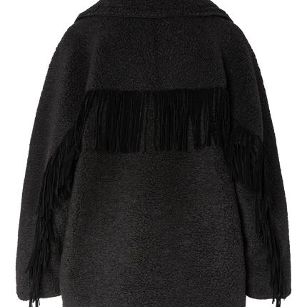 YAS Fina fringe jacket black