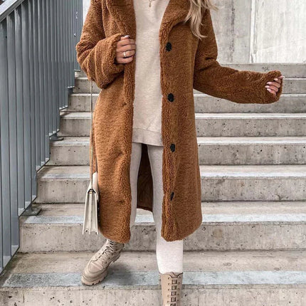 Dames teddy winterjas bruin beige s m l