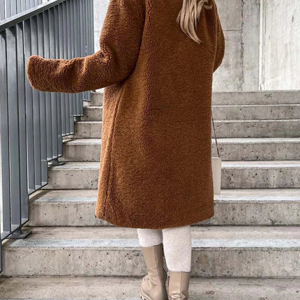 Dames teddy winterjas bruin beige s m l