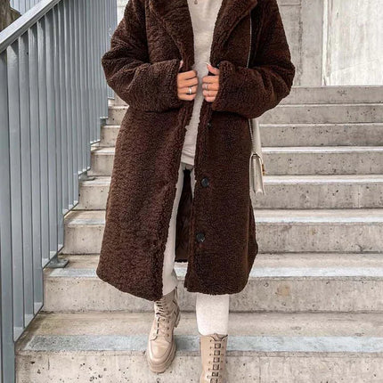 Dames teddy winterjas bruin beige s m l