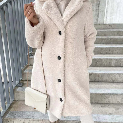 Dames teddy winterjas bruin beige s m l