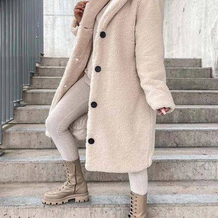 Dames teddy winterjas bruin beige s m l