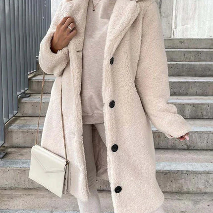 Dames teddy winterjas bruin beige s m l