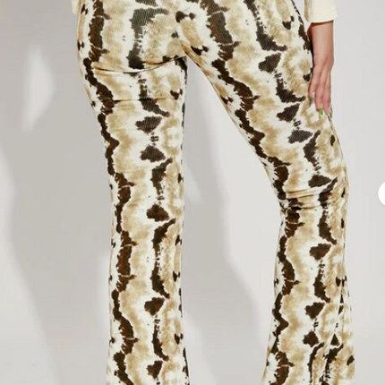 UNICORN Women's trousers beige brown snake print xs s m l