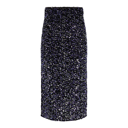 Kam midi rok glitter zwart paars