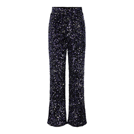 Kam wide broek zwart paars