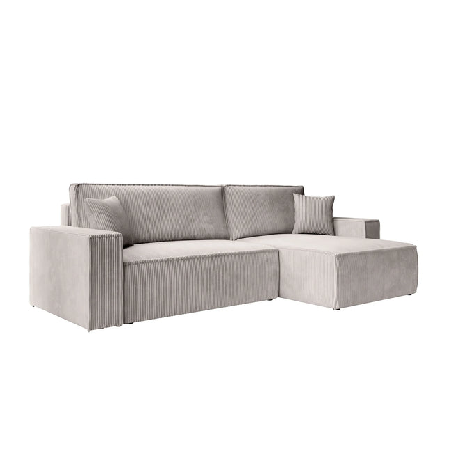 UNICORN Corner sofa 3-seater with chaise longue Ribbed fabric beige Width 272 cm Height 82 cm Depth 145 cm