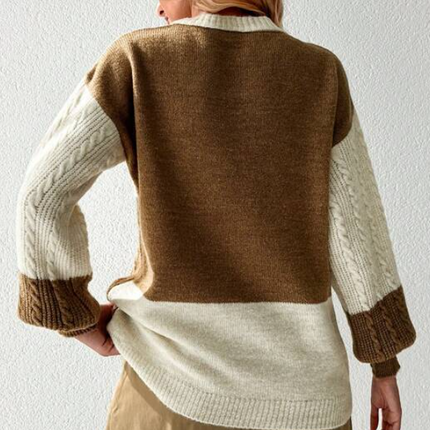 Dames trui bruin wit xs s m l xl